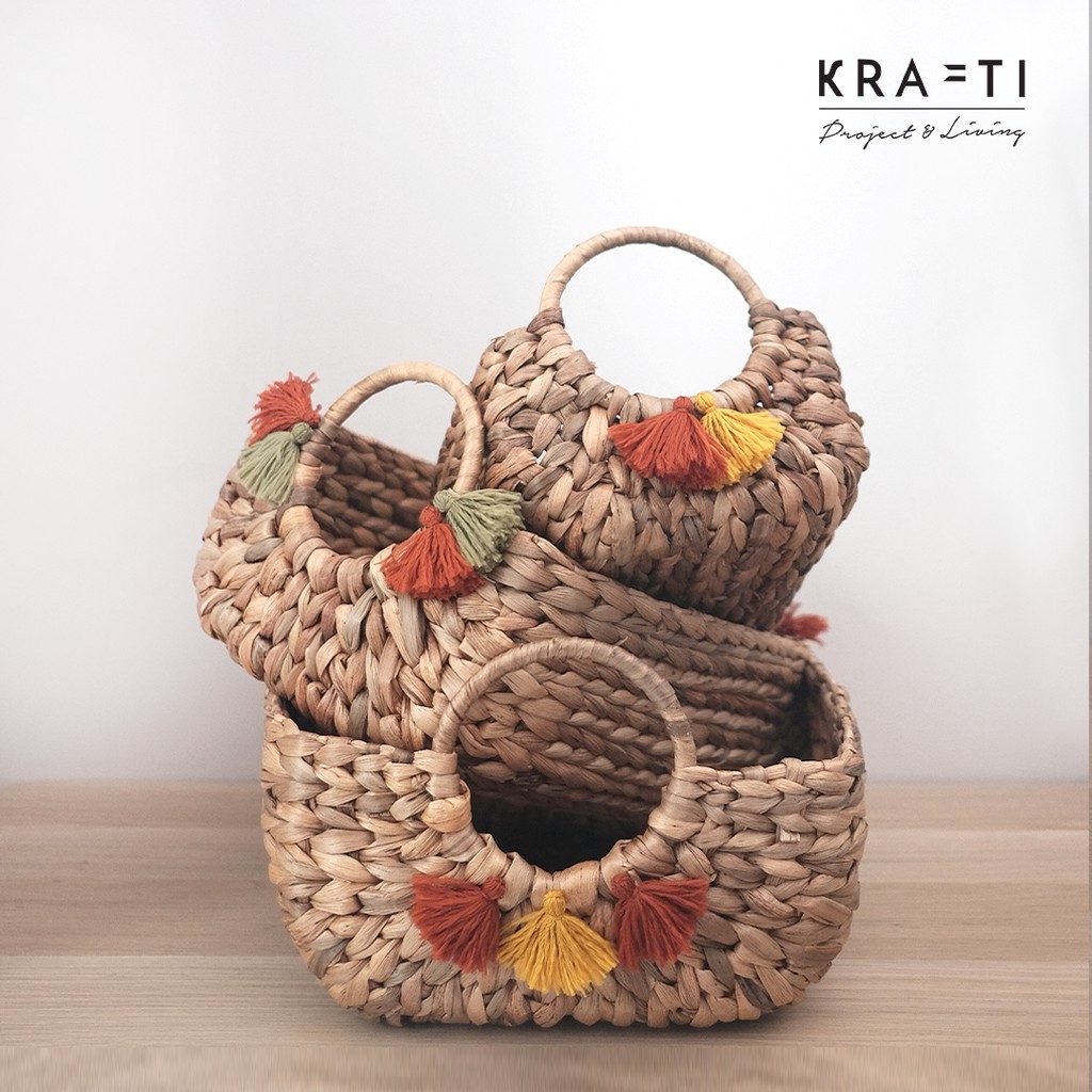 Keranjang Rotan / keranjang eceng / orginizer / Frida Basket / Keranjang Penyimpanan