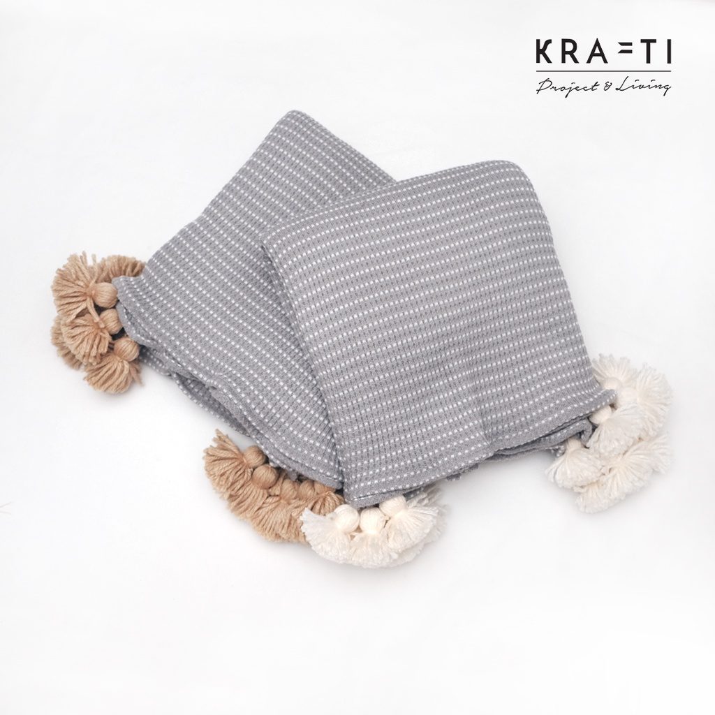 Selimut Sofa / Selimut travelling / Selimut Rajut / Selimut GRIS KNIT