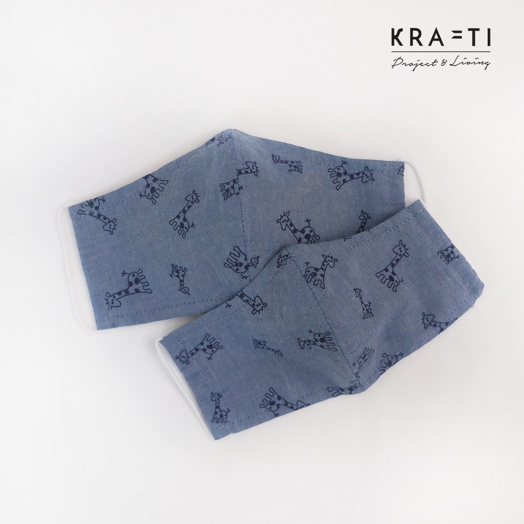 Masker kain / Masker Katun / dewasa Jerapah Denim / 2 ply dengan filter