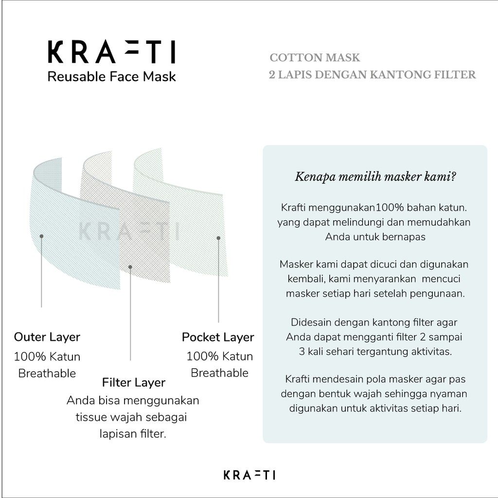 Masker kain / Masker Katun / dewasa Jerapah Denim / 2 ply dengan filter