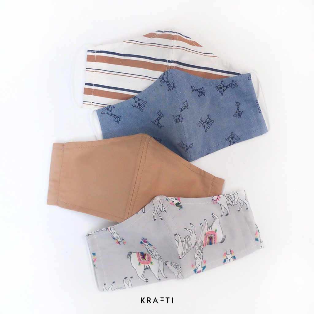 Masker kain / Masker Katun / dewasa Jerapah Denim / 2 ply dengan filter