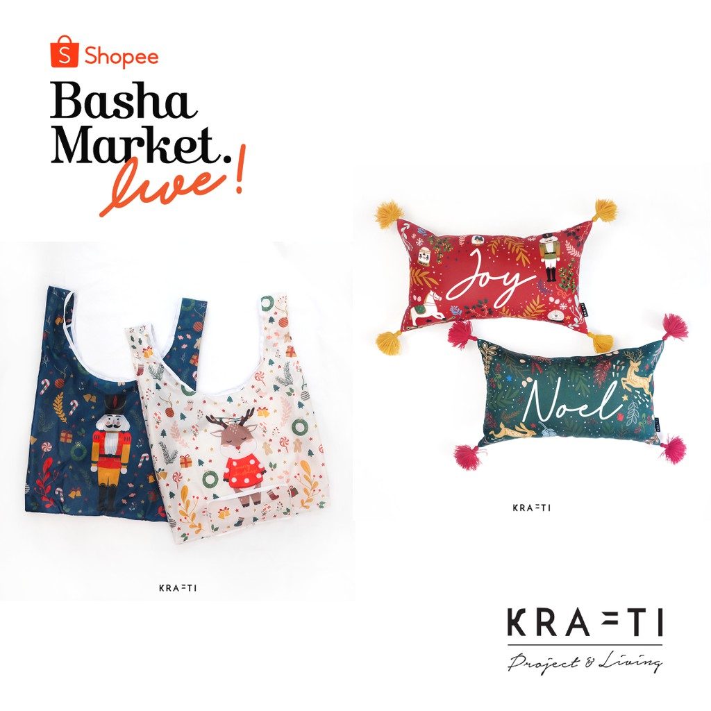 Basha Ex Bundling - hampers natal / bantal 30x50 / kantong lipat / natal