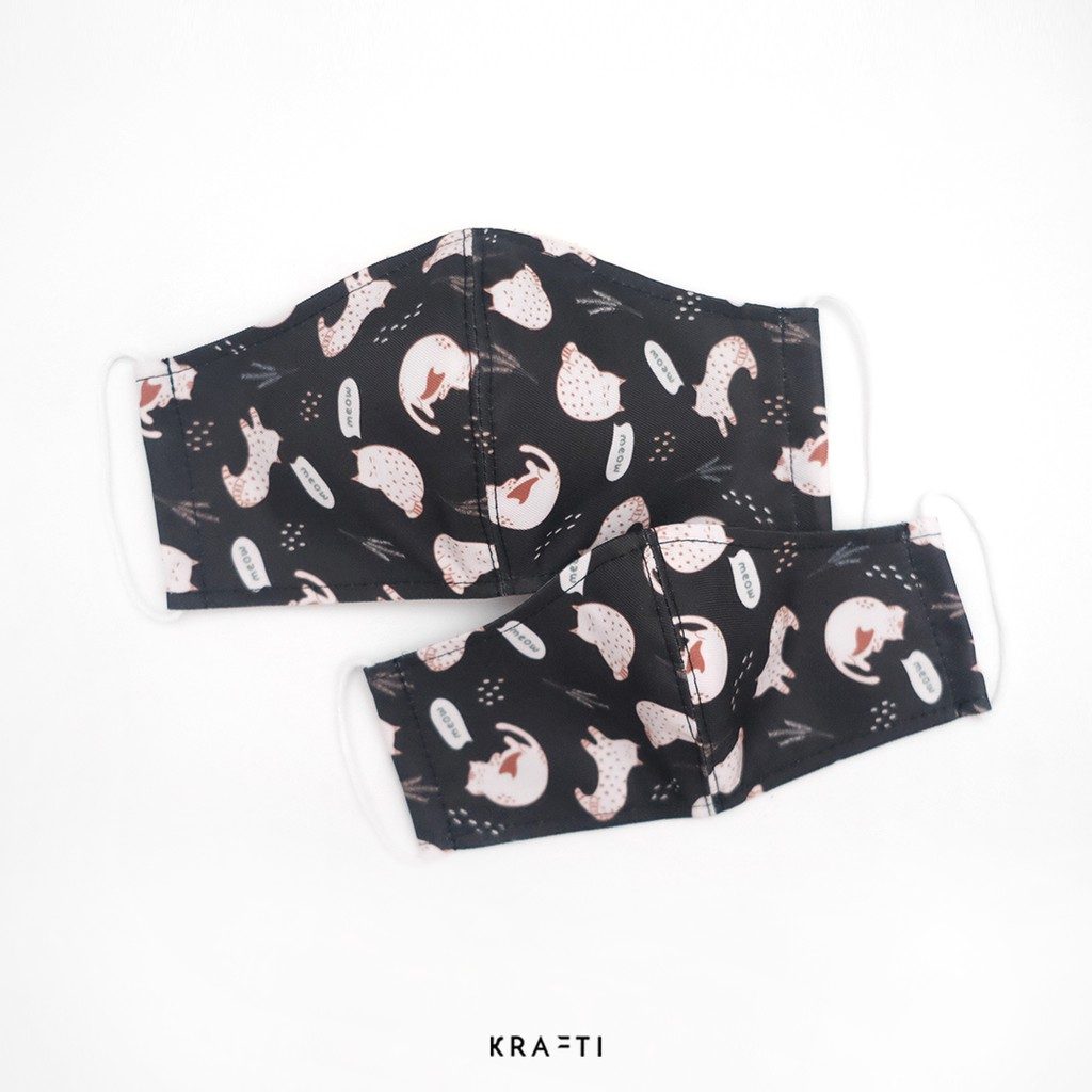 Masker kain / Masker Katun / Masker 2 ply / Masker Motif Kucing
