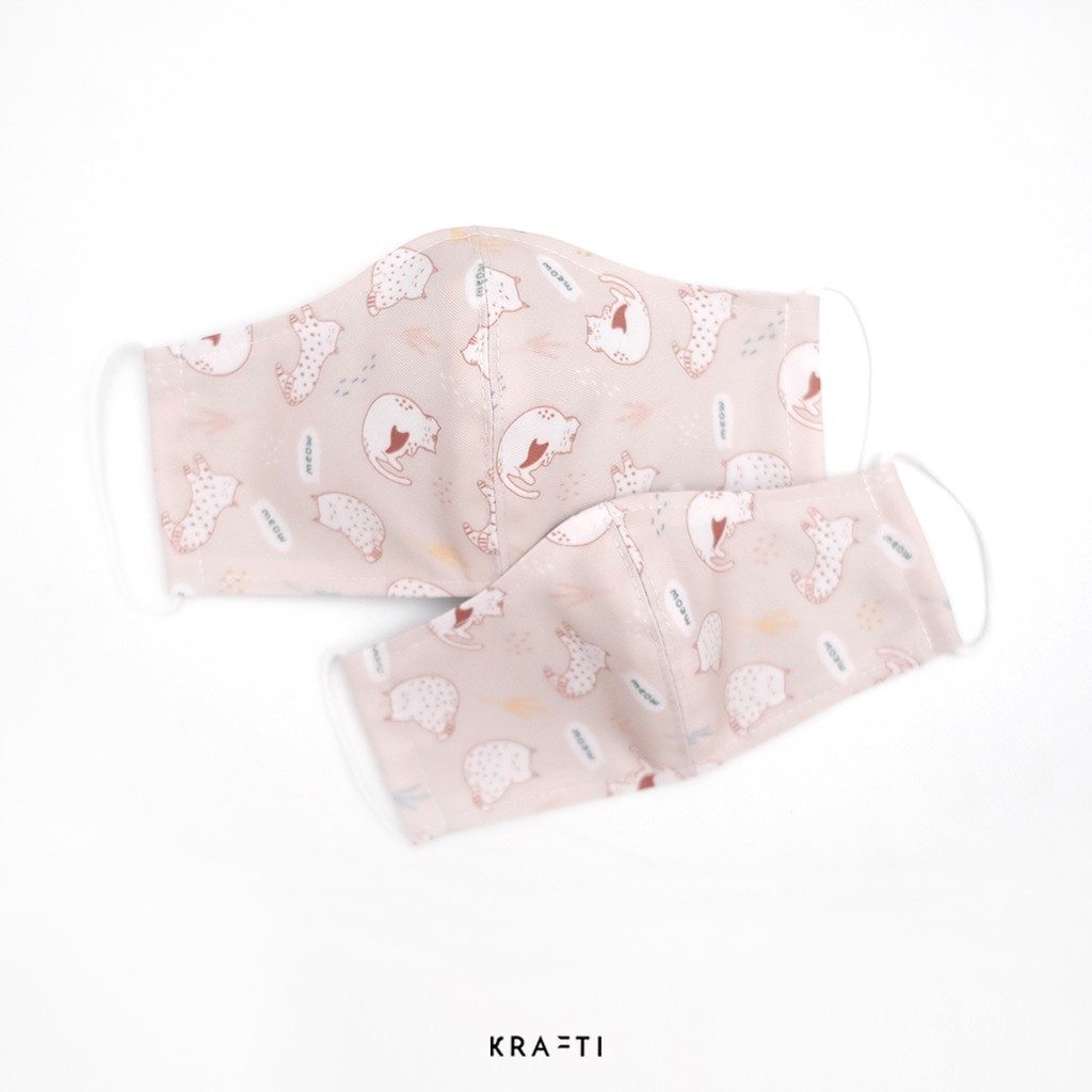 Masker kain / Masker Katun / Masker 2 ply / Masker Motif Kucing