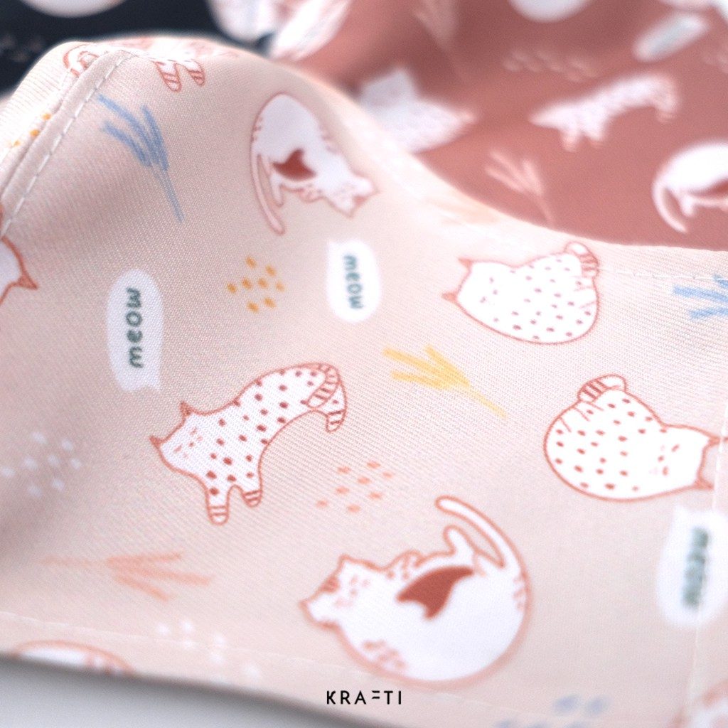 Masker kain / Masker Katun / Masker 2 ply / Masker Motif Kucing