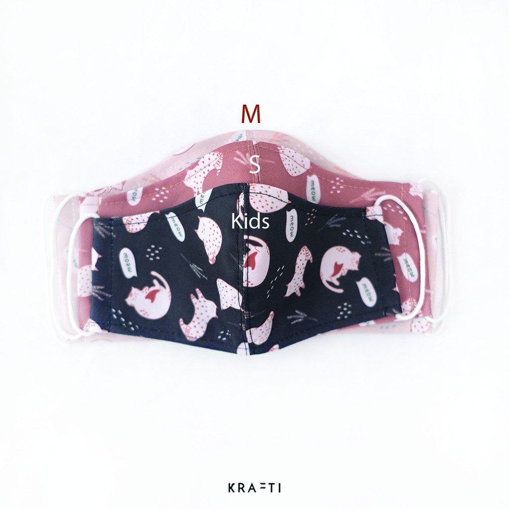 Masker kain / Masker Katun / Masker 2 ply / Masker Motif Kucing