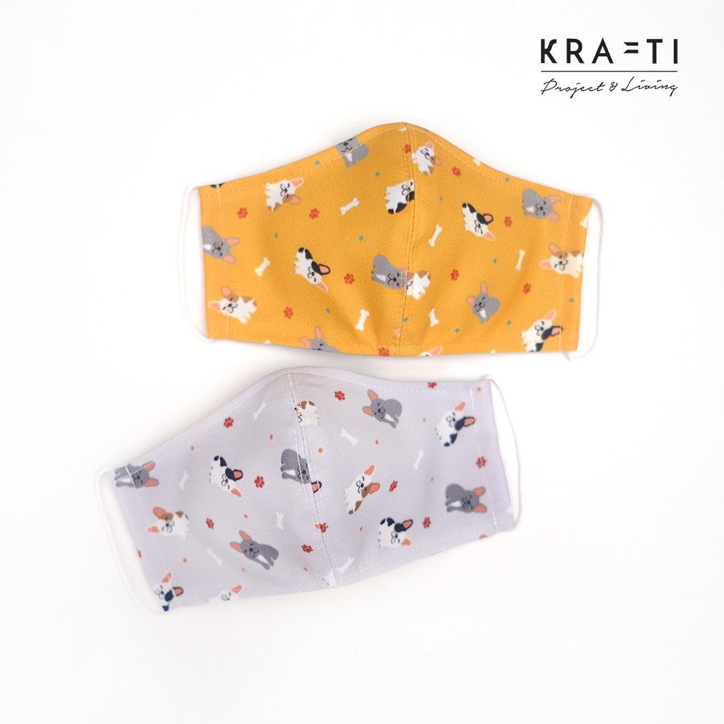 Masker DEWASA / Masker katun / Motif French / Masker 2 ply dengan filter