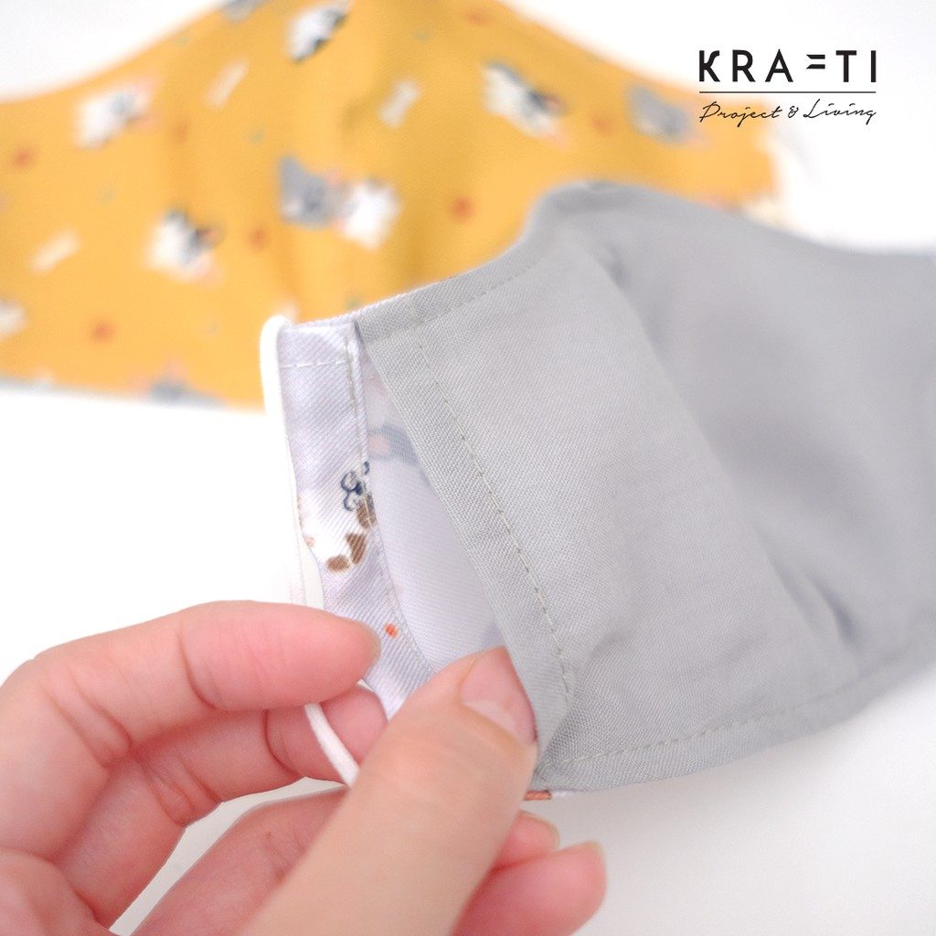 Masker Anak/ Masker katun / motif Anjing / Masker 2 ply dengan filter