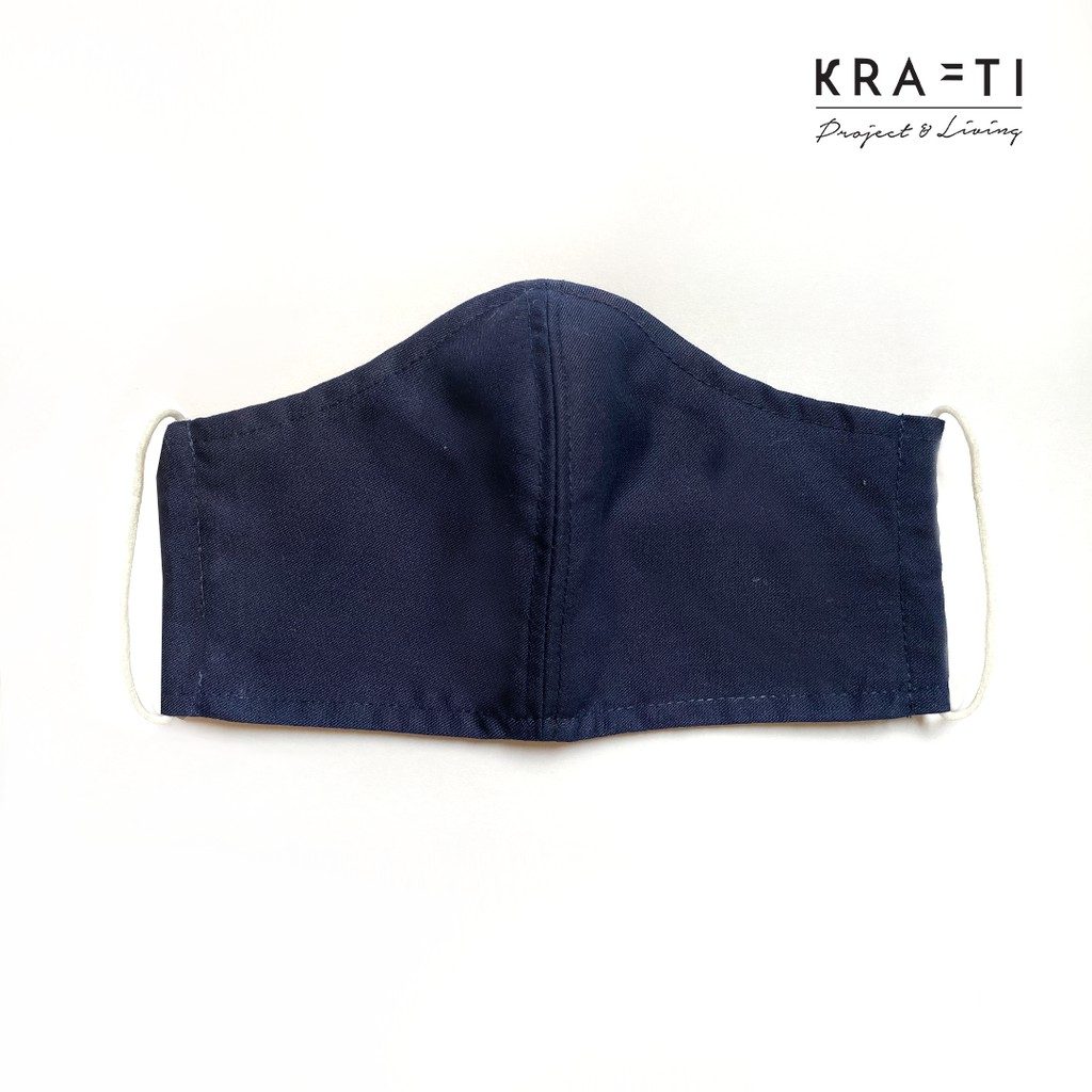 Masker katun / Masker dewasa warna Navy  / 2 ply dengan filter pocket