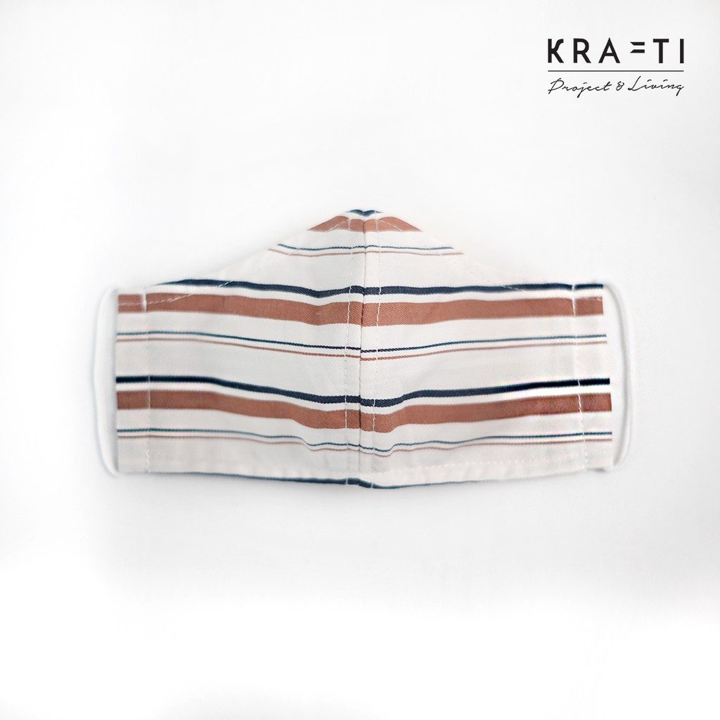 Masker katun / Masker dewasa motif garis  / 2 ply dengan filter pocket
