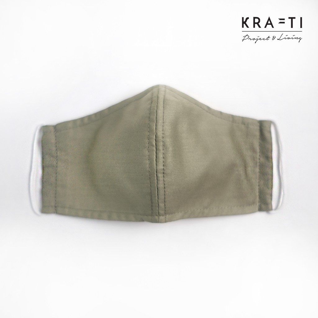 Masker katun  / Masker dewasa warna Hijau  / 2 ply dengan filter pocket