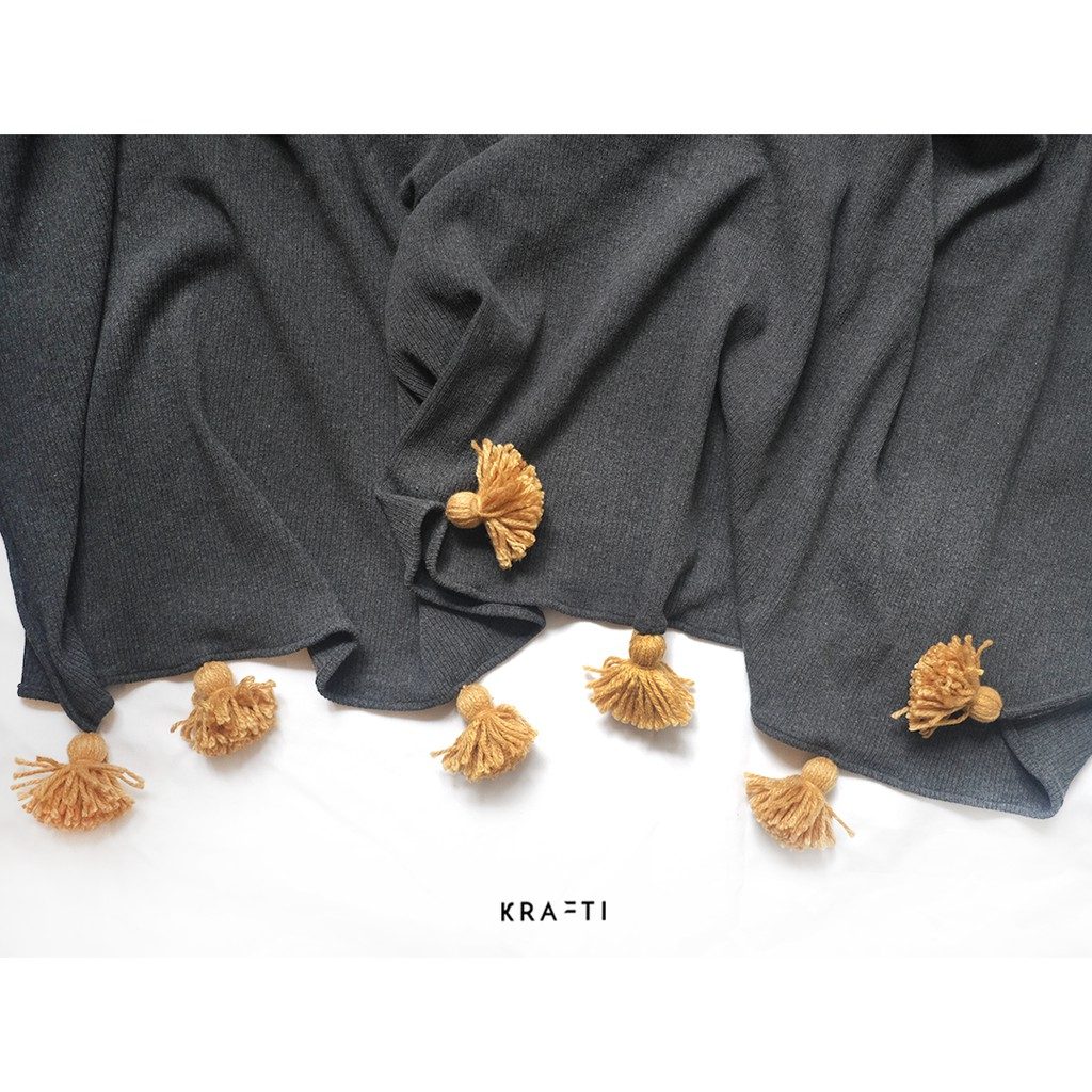 Selimut Sofa / Selimut Travelling / Dark Grey Rib 125x170cm