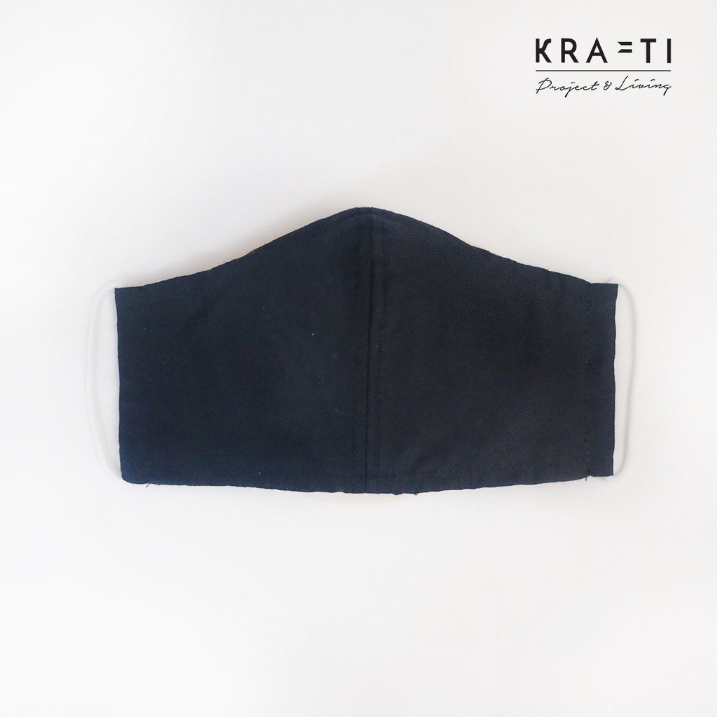 Masker Kain / Masker Katun / Dewasa / warna Black / 2 ply dengan filter
