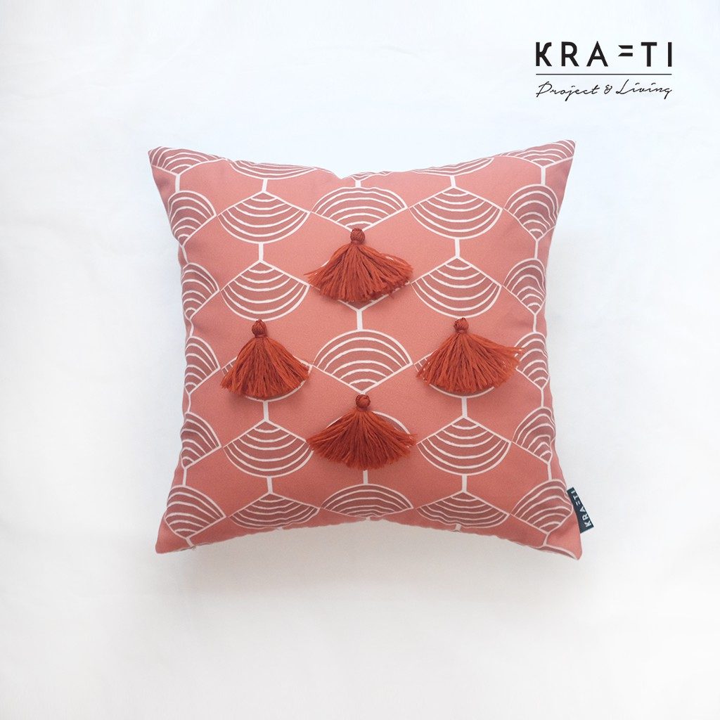Krafti project & Living - Bantal Sofa / Bantal Motif Kipas Teracotta / Bantal 40x4cm