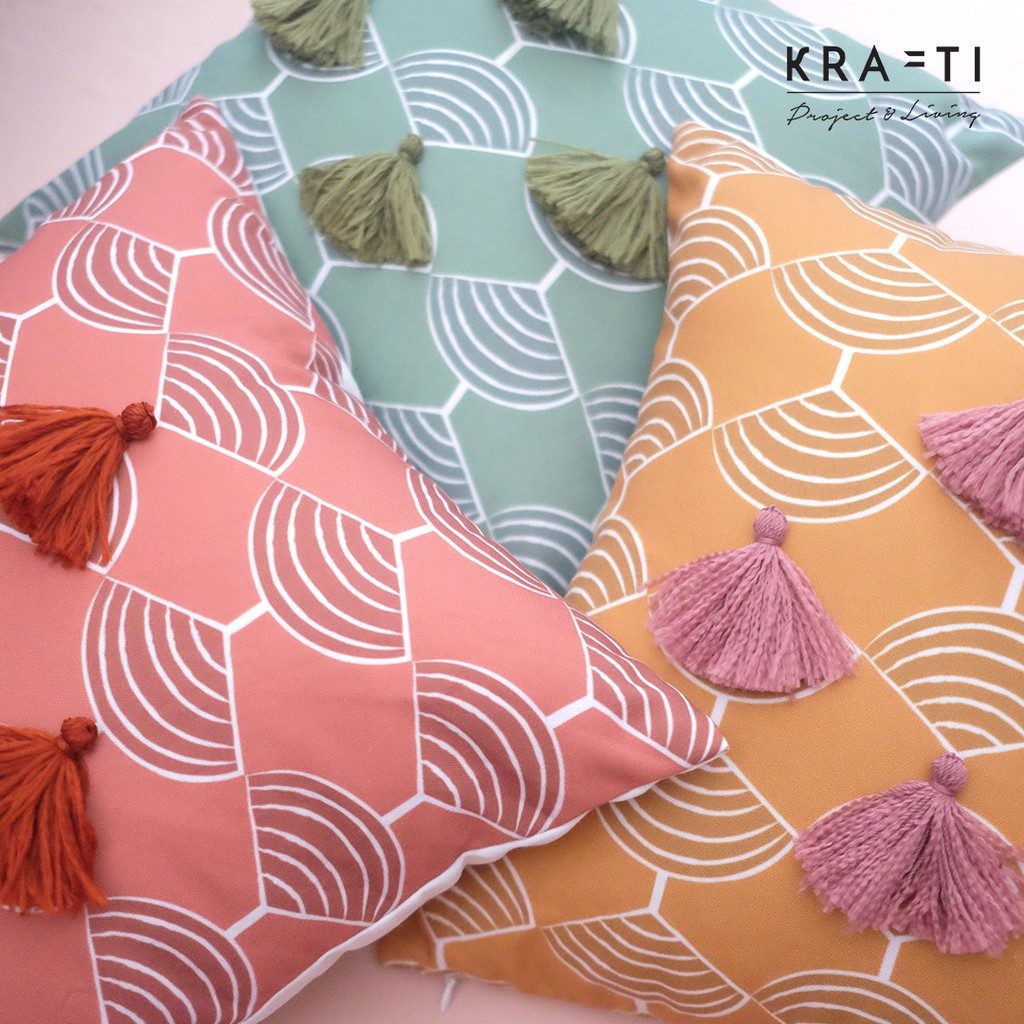 Krafti project & Living - Bantal Sofa / Bantal Motif Kipas Teracotta / Bantal 40x4cm