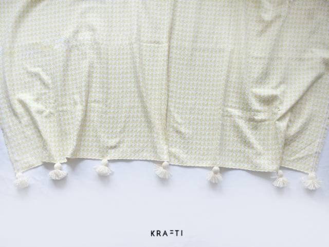 Selimut Traveling / Selimut Sofa Yellow Houndstooth  Tweed
