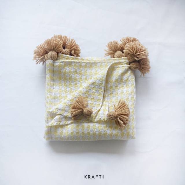 Selimut Traveling / Selimut Sofa Yellow Houndstooth  Tweed
