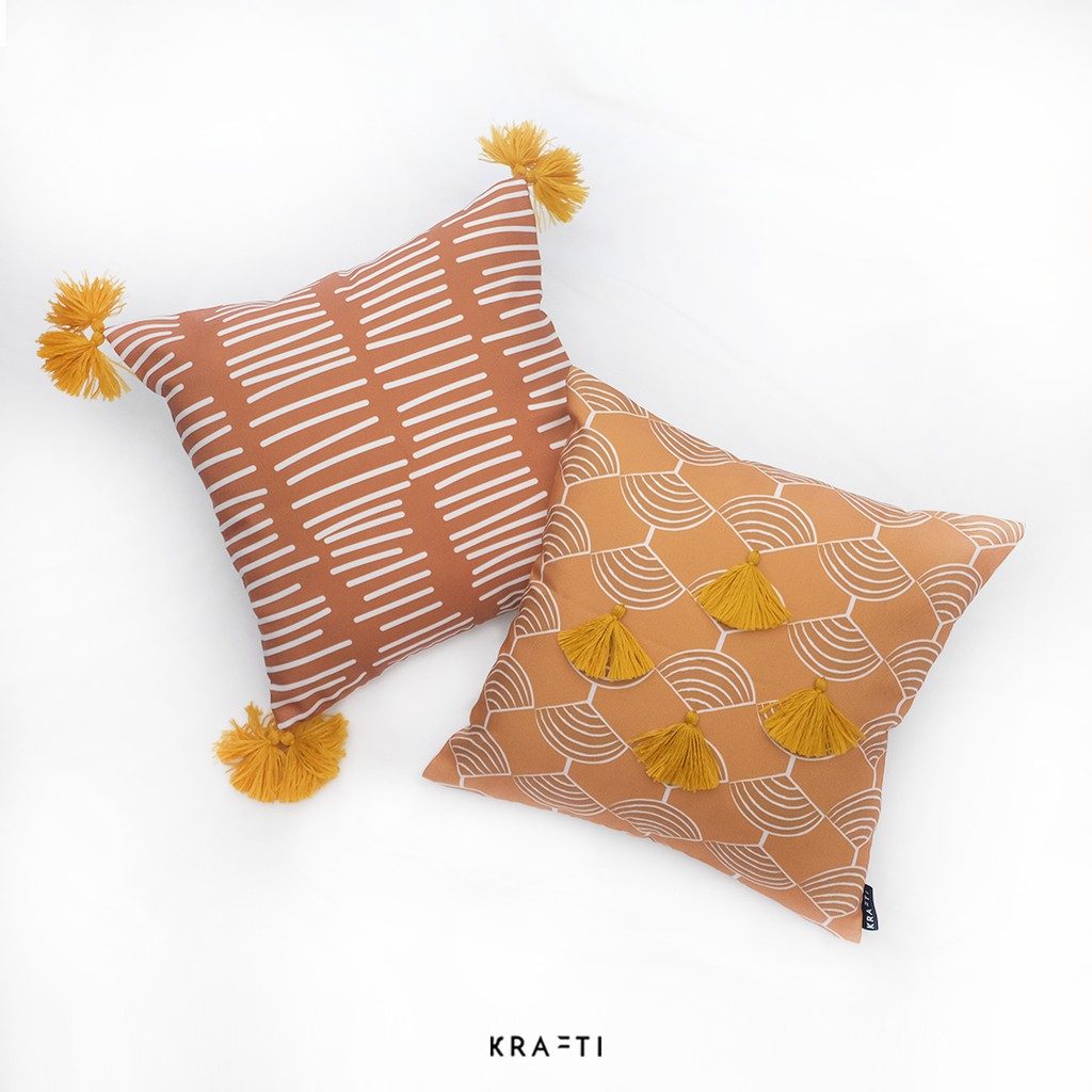 Bantal Sofa 40x40 White Stripes Teracotta