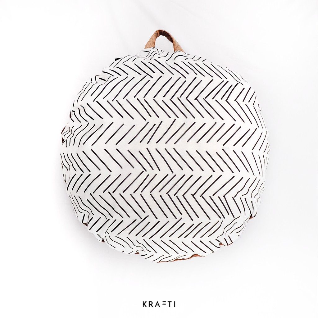 Pouf Bantal Duduk / Bantal Lantai Bulat Motif Chevron