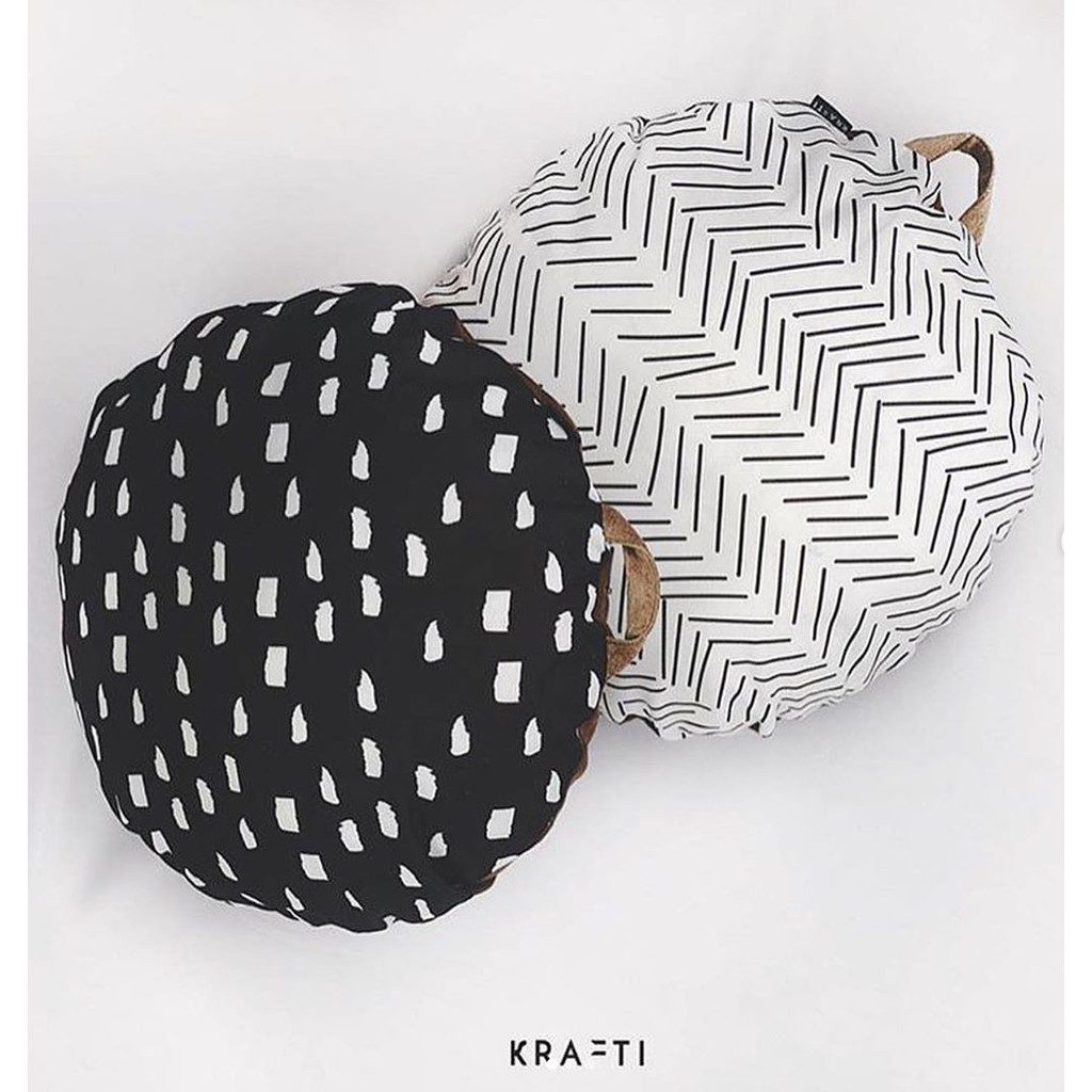 Pouf Bantal Duduk / Bantal Lantai Bulat Motif Chevron