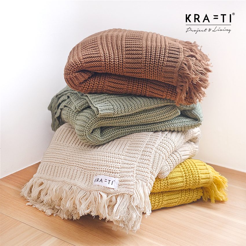 MARRUE Knitted Blanket / Selimut Rajut / Selimut Sofa / Selimut travelling