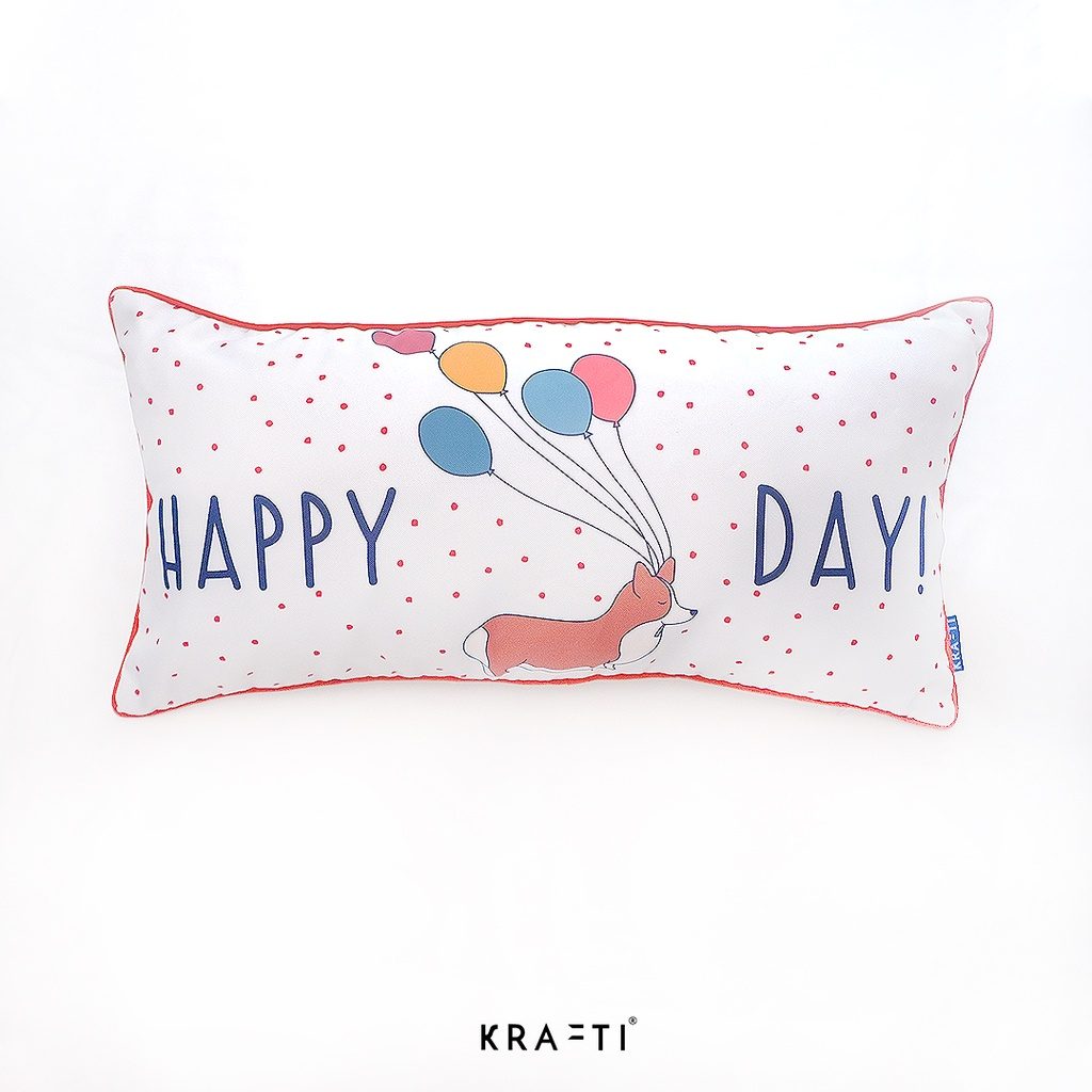 Bantal sofa / bantal lumbar / bantal pinggang / Happy Day Corgi