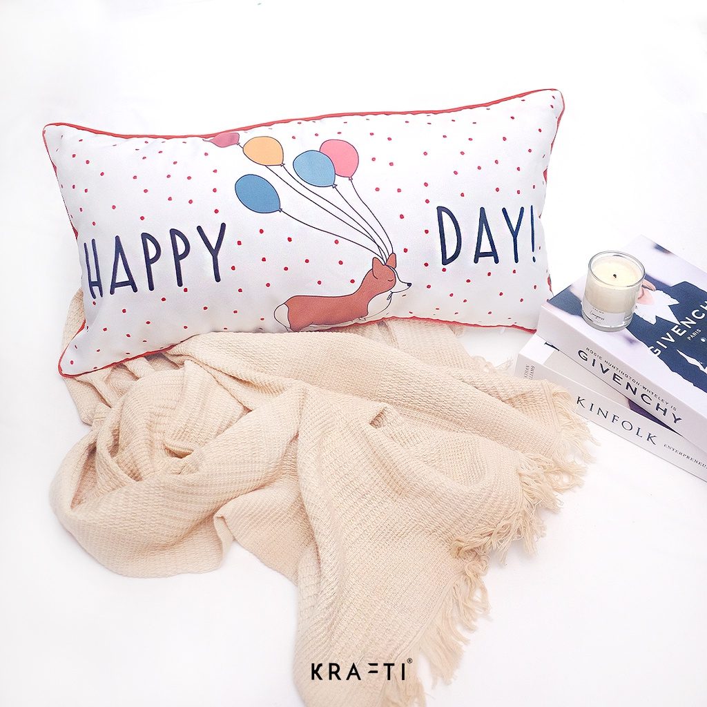 Bantal sofa / bantal lumbar / bantal pinggang / Happy Day Corgi