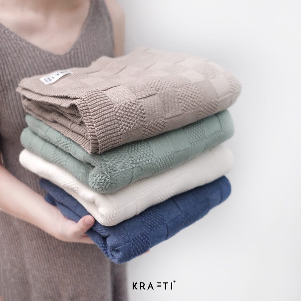Selimut Rajut / Selimut Sofa / Selimut travelling / HARLOW CHECKERS