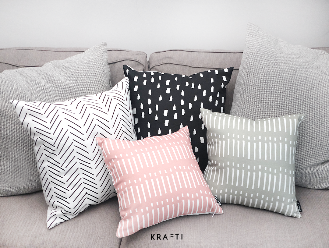 Chevron Black Rain Printed Cushion